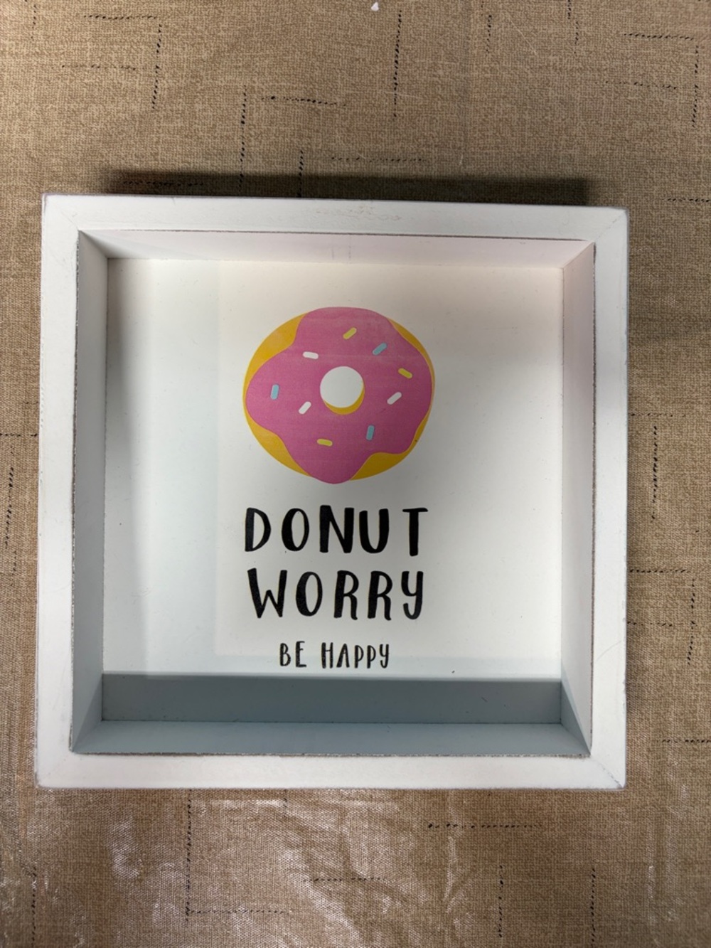 Donut Worry Be Happy Pink Donut Wall Art